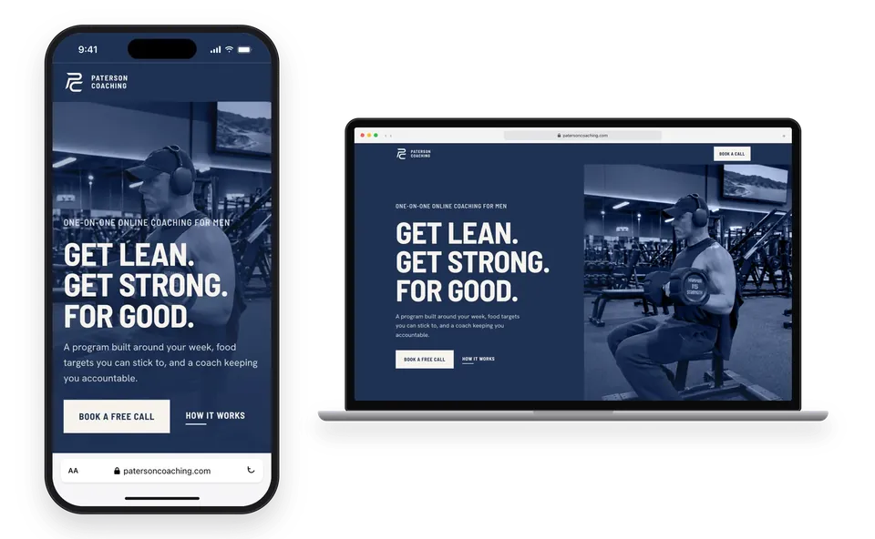 The Paterson Coaching website on a phone and a laptop
